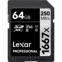 Карта памяти Lexar SDXC Professional 1667x UHS-II V60 (250/120 Mb/s) 64Gb