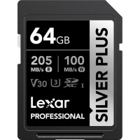 Карта памяти Lexar SDXC Professional SILVER PLUS UHS-I V30 (205/100 Mb/s) 64Gb